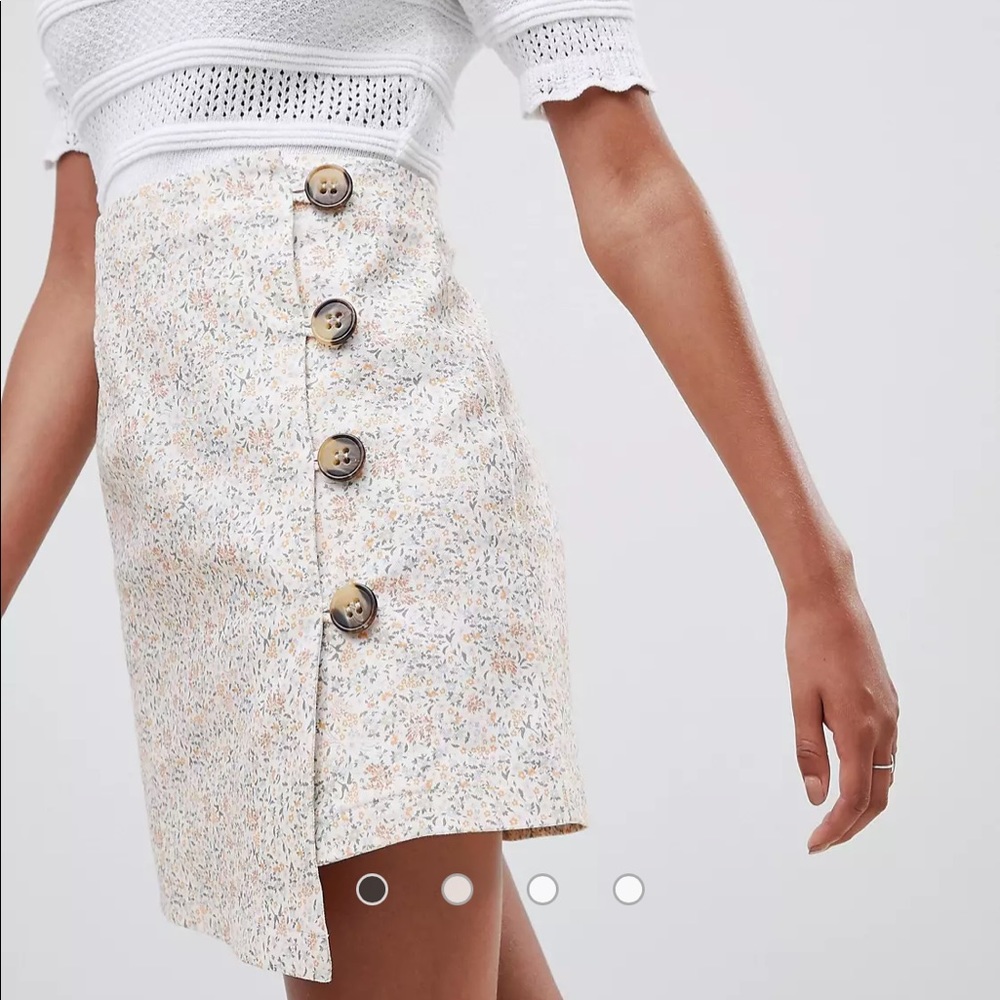 floral mini skirt with side buttons